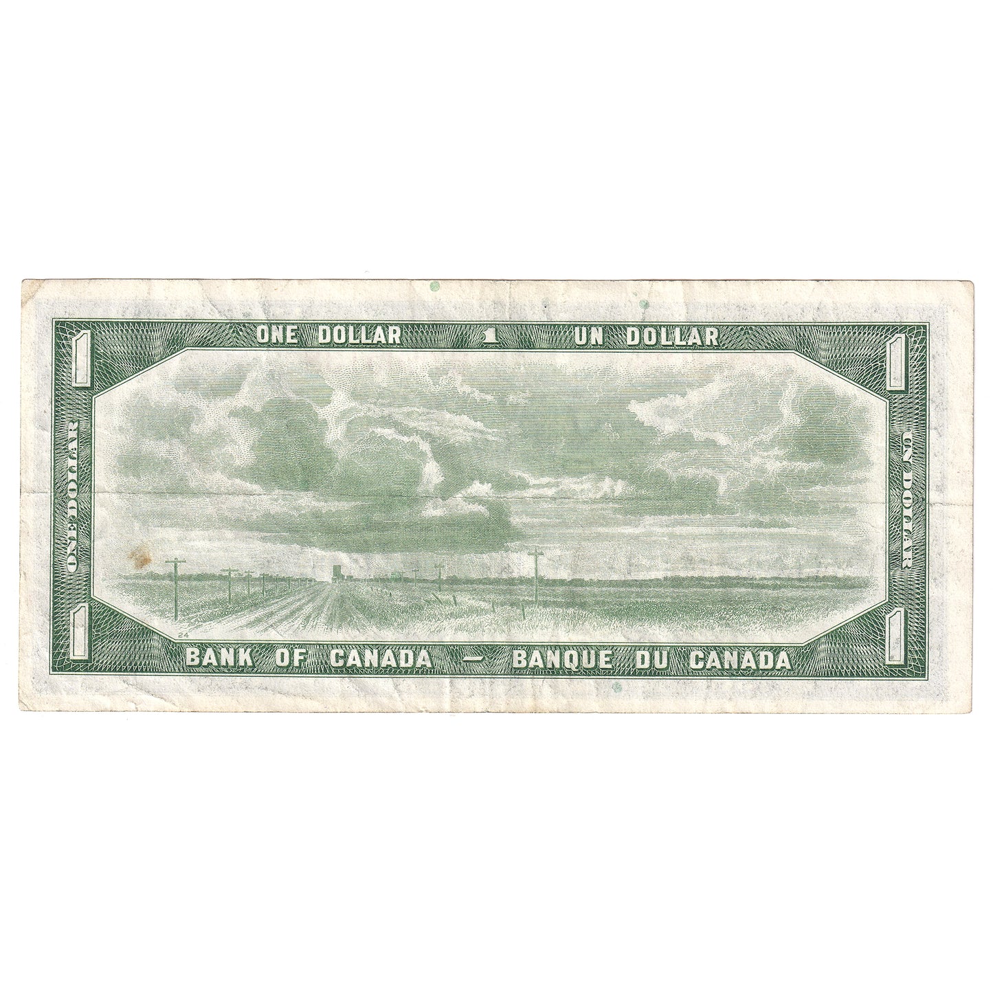 BC-37b-i 1954 Canada $1 Beattie-Rasminsky, H/M, VF (stain)