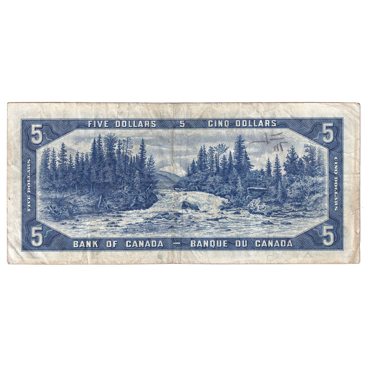 BC-31a 1954 Canada $5 Coyne-Towers, Devil's Face, A/C, VF (holes)