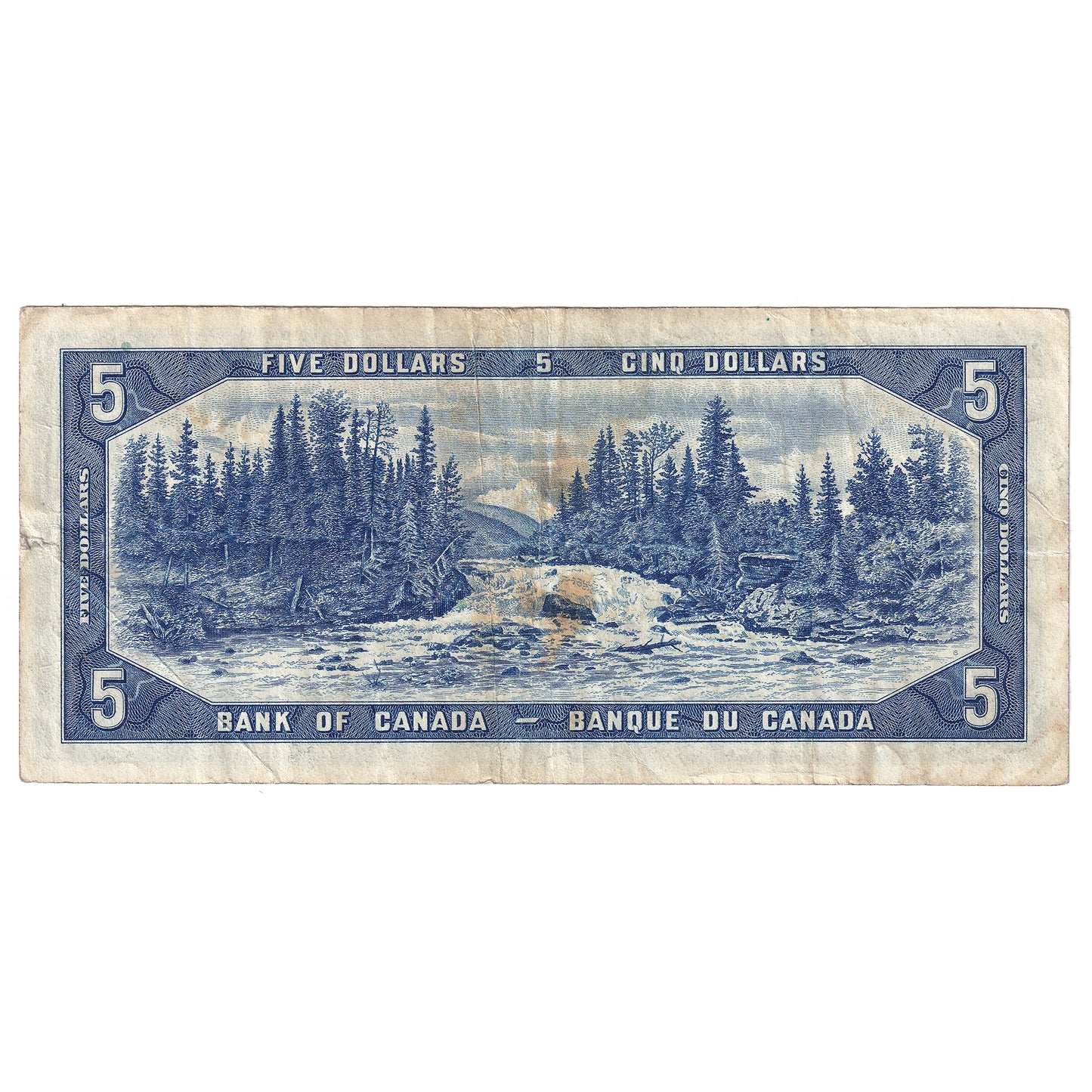 BC-31b 1954 Canada $5 Beattie-Coyne, Devil's Face, F/C, F-VF (dam'g)