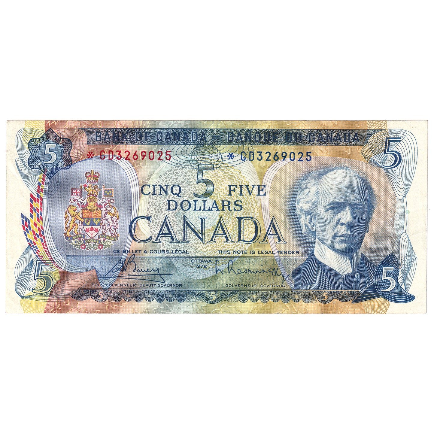 BC-48aA 1972 Canada $5 Bouey-Rasminsky, *CD, VF-EF (writing)