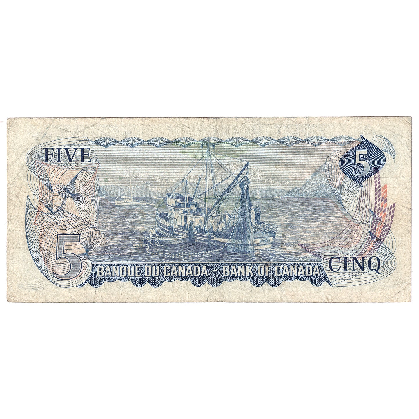 BC-48a-N1-iii 1972 Canada $5 Bouey-Rasminsky, 4 Digit RADAR CH2630362, Circ.