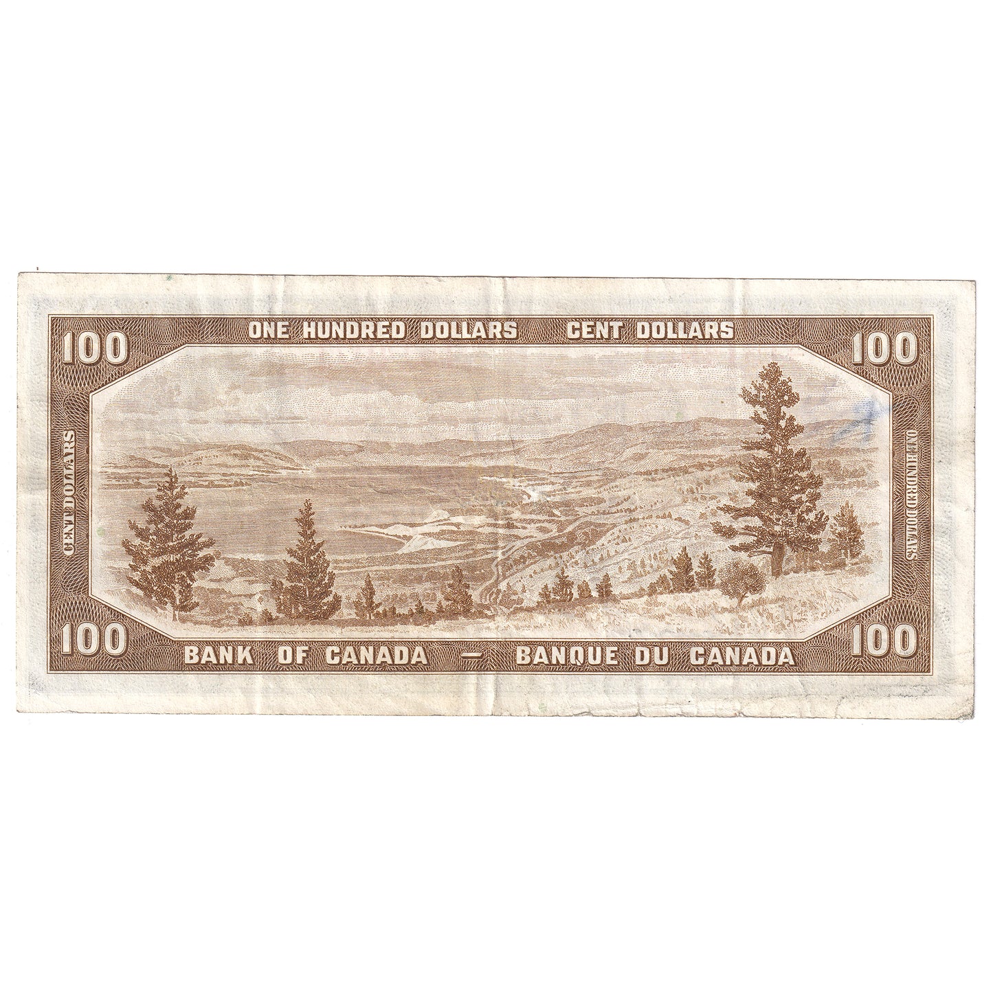 BC-35a 1954 Canada $100 Coyne-Towers, Devil's Face, A/J, VF-EF (writing)
