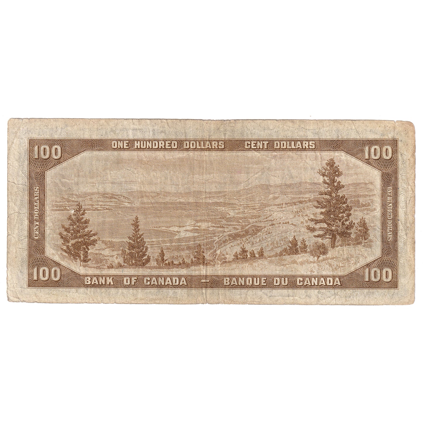 BC-35b 1954 Canada $100 Beattie-Coyne, Devil's Face, A/J, F (writing)