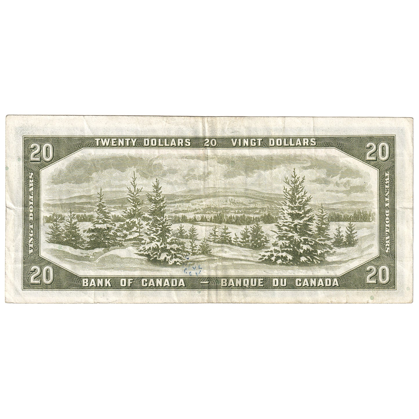 BC-33b 1954 Canada $20 Beattie-Coyne, Devil's Face, B/E, VF (writing)