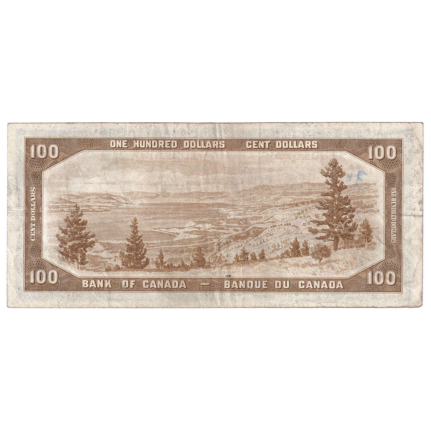 BC-35b 1954 Canada $100 Beattie-Coyne, Devil's Face, A/J, VF (writing)