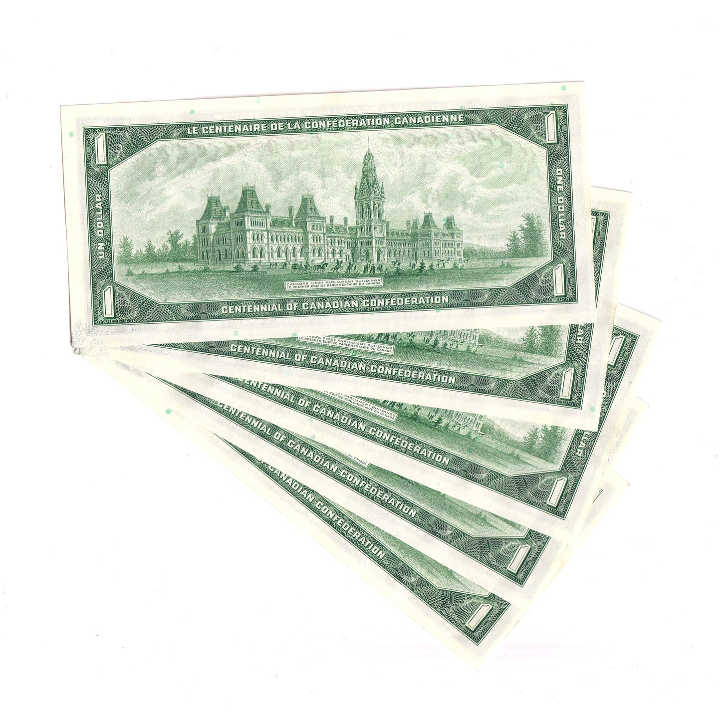 Lot of 5x Consecutive 1967 Canada $1 Notes, Beattie-Rasminsky, K/P, 5Pcs.