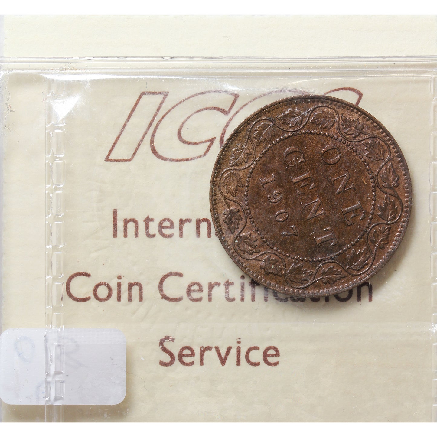 1907 Canada 1-cent ICCS Certified AU55