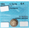 1865 Obv.1 Newfoundland 5-cents CCCS Certified G4 Corrosion