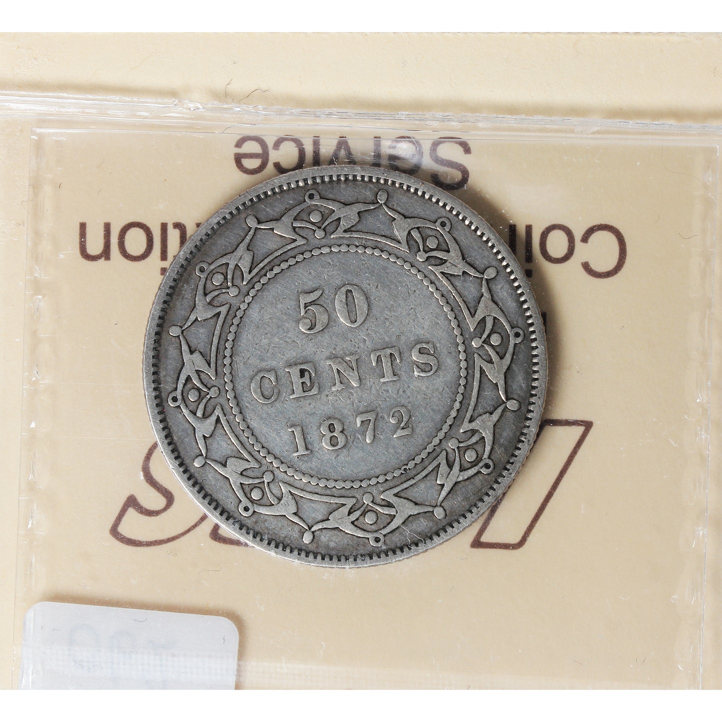 1872H Newfoundland 50-cents ICCS Certified F12