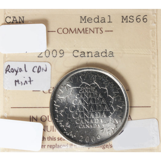 2009 Royal Canadian Mint Medal ICCS Certified MS66