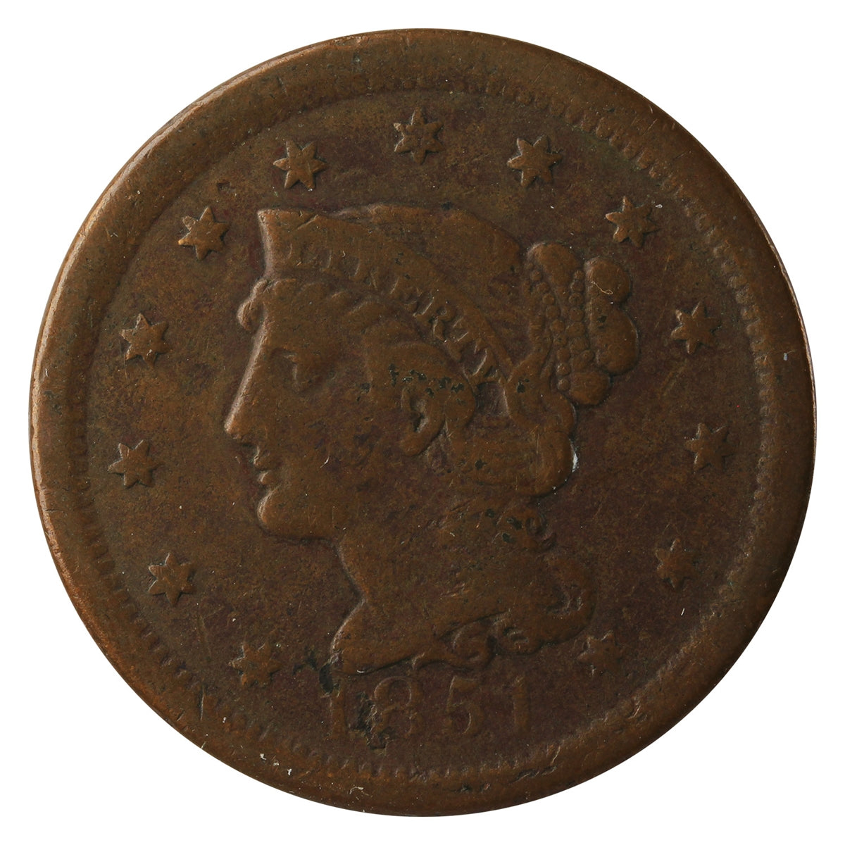 1851 USA Cent Fine (F-12)