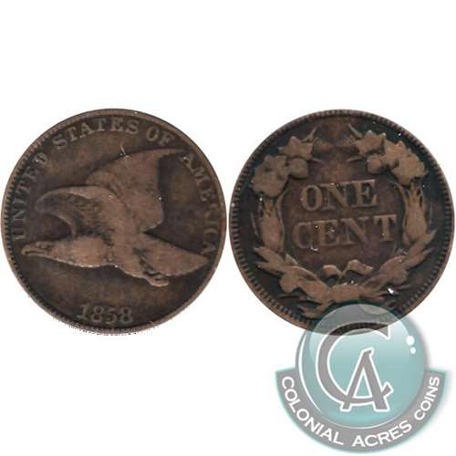 1858 Large Letters USA Cent Fine (F12)