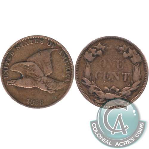 1858 Large Letters USA Cent F-VF (F15) $