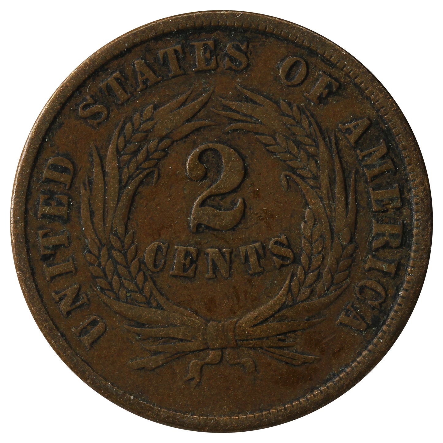 1864 Large Motto USA 2-cents Fine (F12)