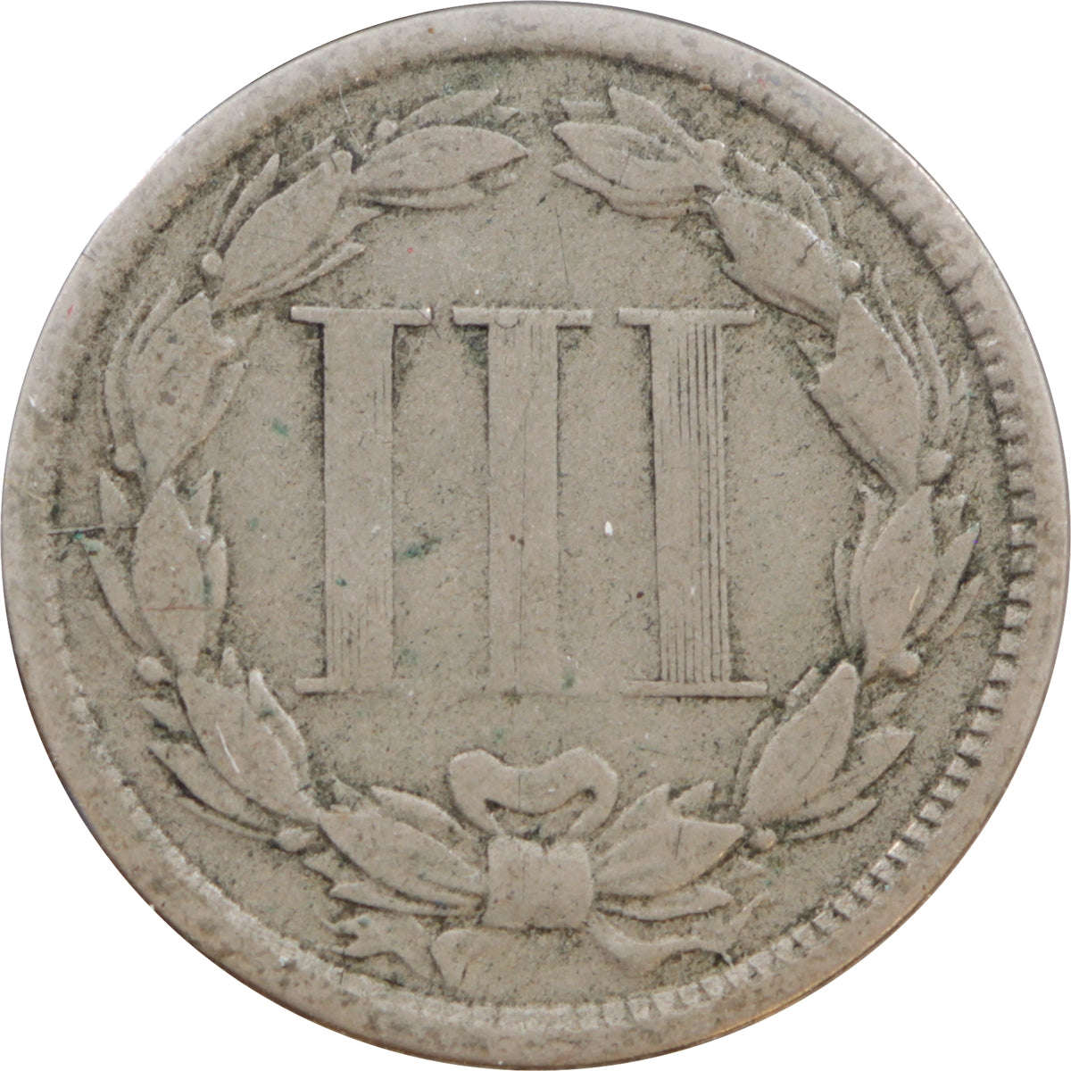 1865 Nickel USA 3 Cents Fine (F12)