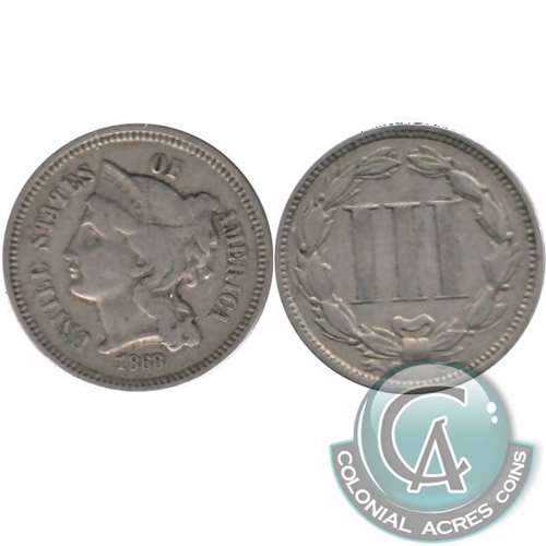 1868 Nickel USA 3 Cents Very Fine (VF20)