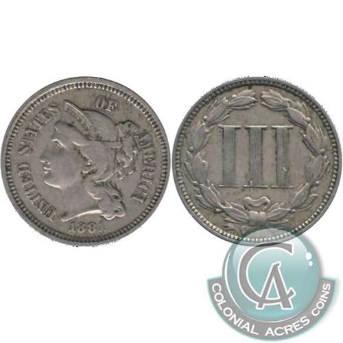 1881 Nickel USA 3 Cents Very Fine (VF20)