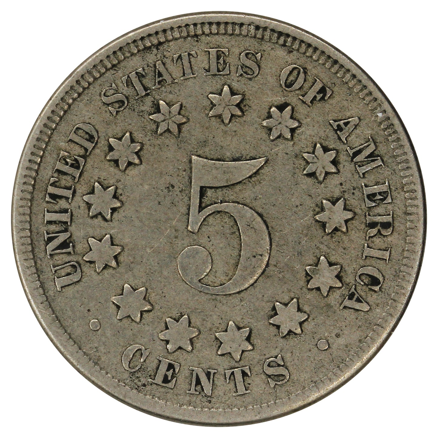 1867 No Rays USA Nickel F-VF (F15)