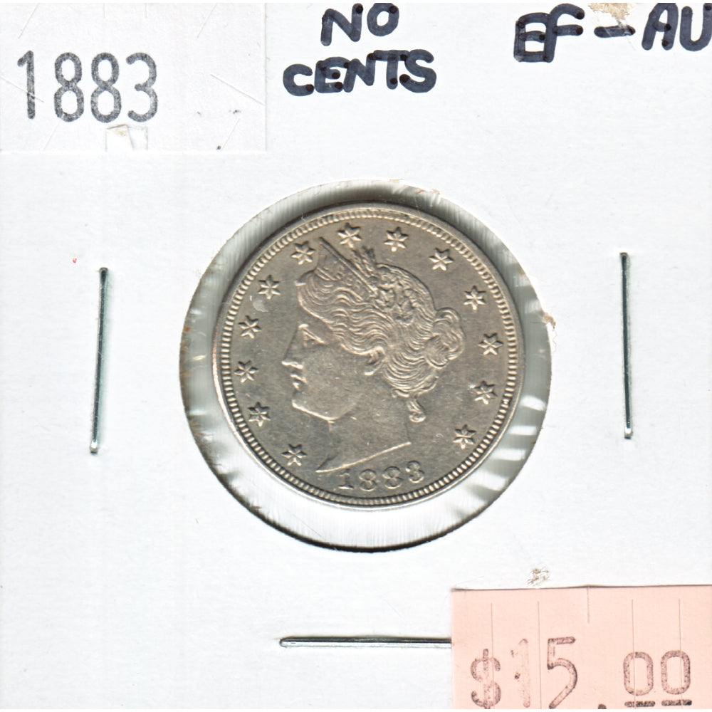1883 No Cents USA Nickel EF-AU (EF45)