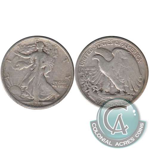 1917 S Reverse Mintmark USA Half Dollar Fine (F12)