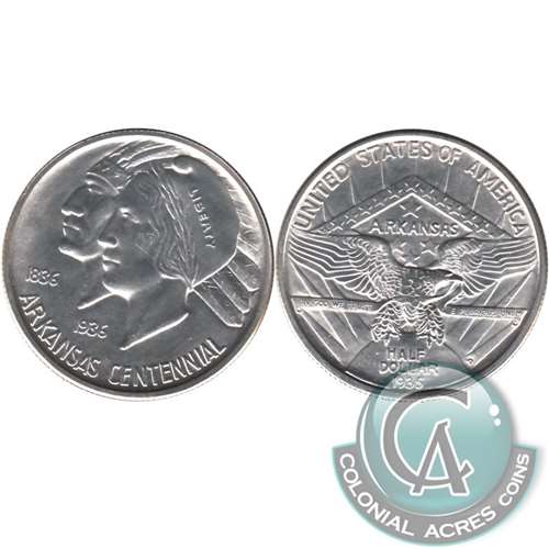1935 D Arkansas Centennial US Half Dollar Brilliant Uncirculated (MS63) $