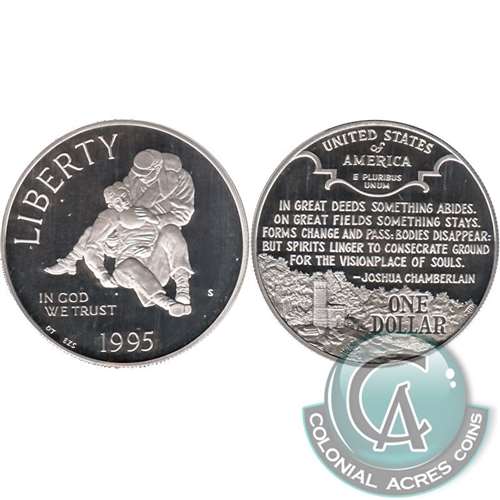 1995 S Civil War USA Dollar Silver Proof $