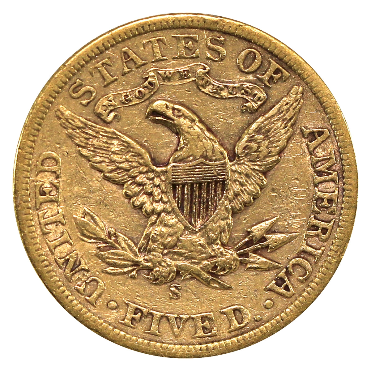 1902 S USA $5.00 Gold Half Eagle VF-EF (VF30) $
