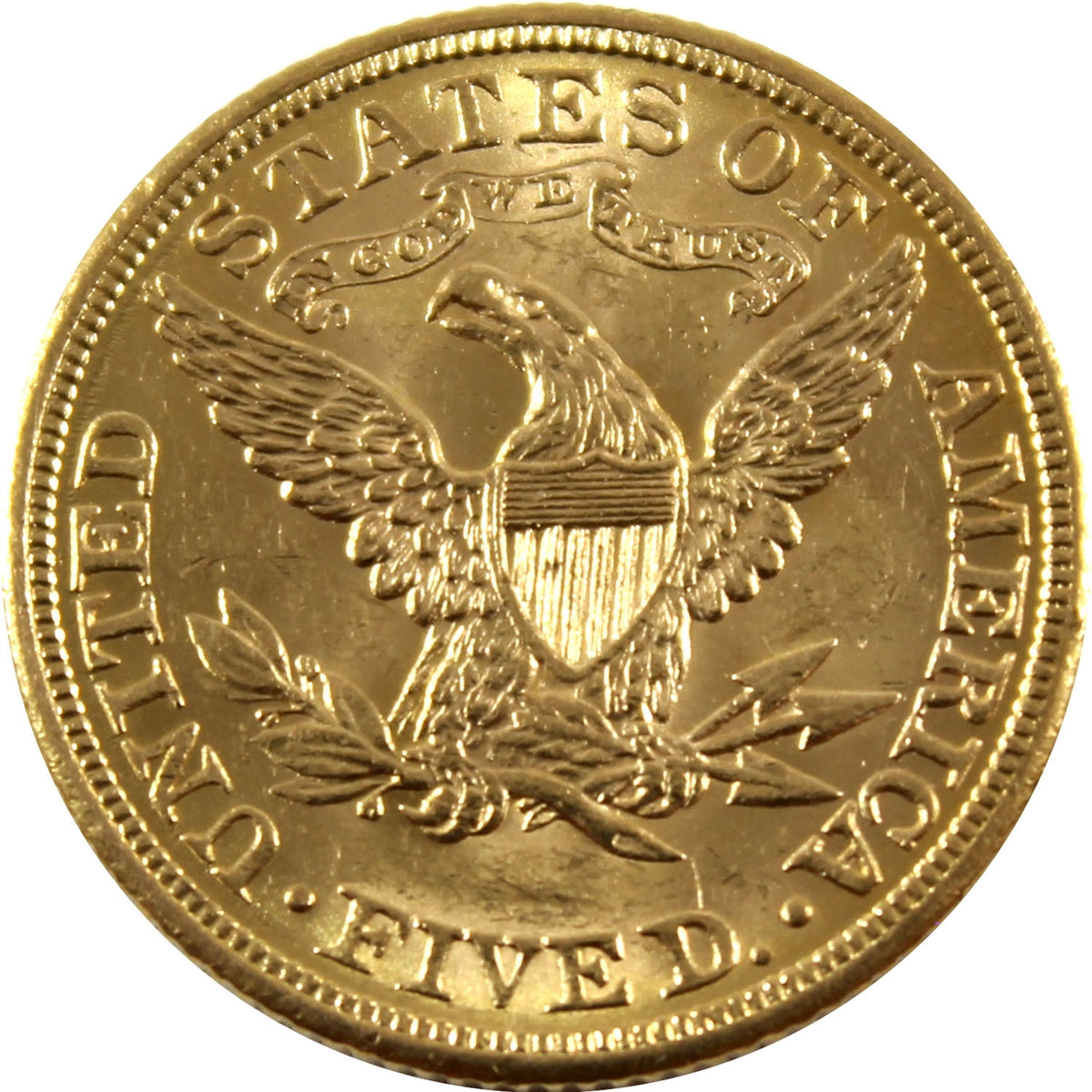 1907 USA $5 Gold Half Eagle Uncirculated (MS60)