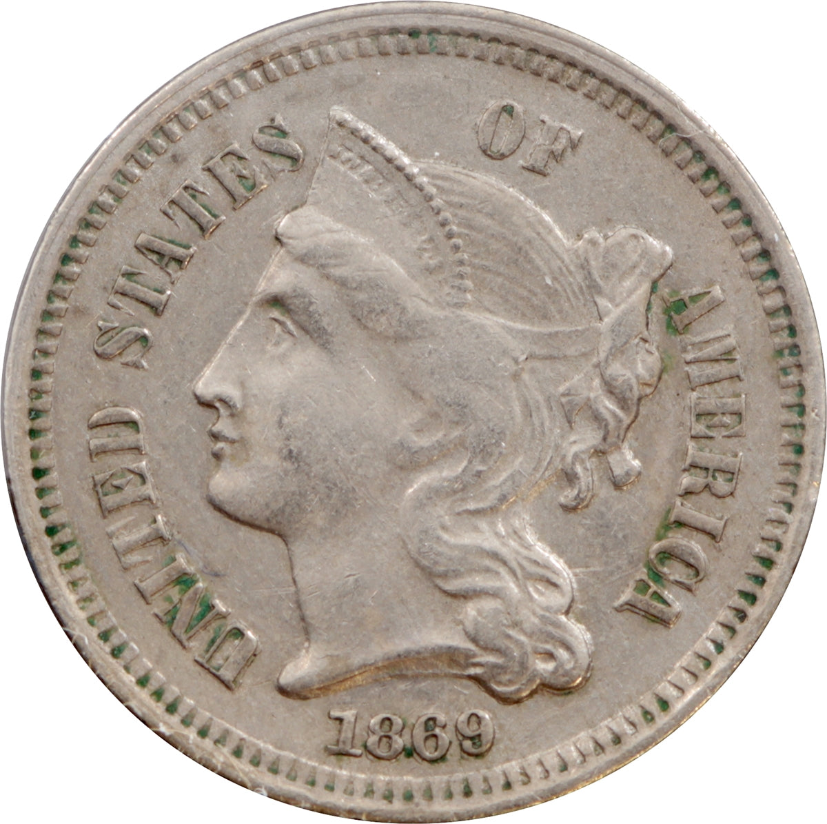 1869 Nickel USA 3 Cents Extra Fine (EF40)