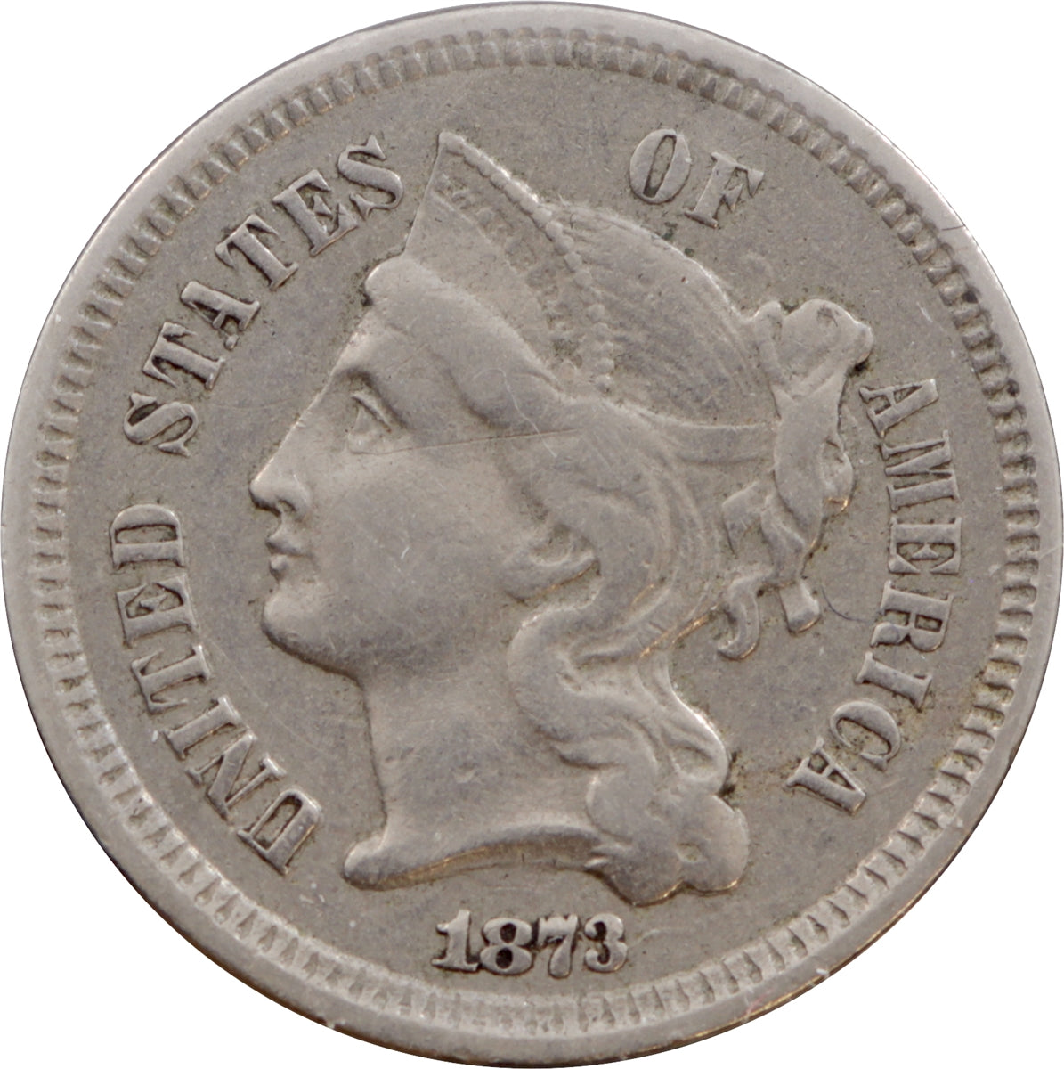 1873 Closed 3 USA 3 Cent VF-EF (VF30)