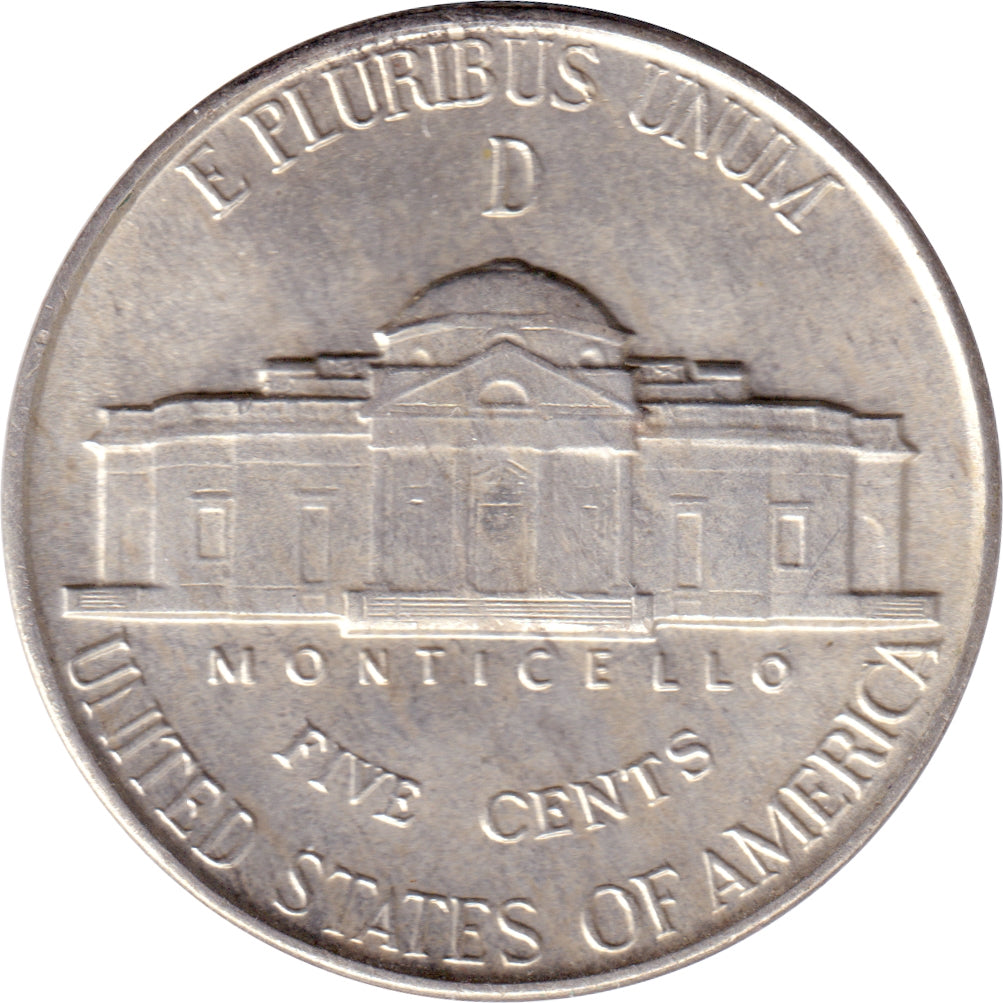 1944 D USA Silver Nickel Choice Brilliant Uncirculated (MS64)