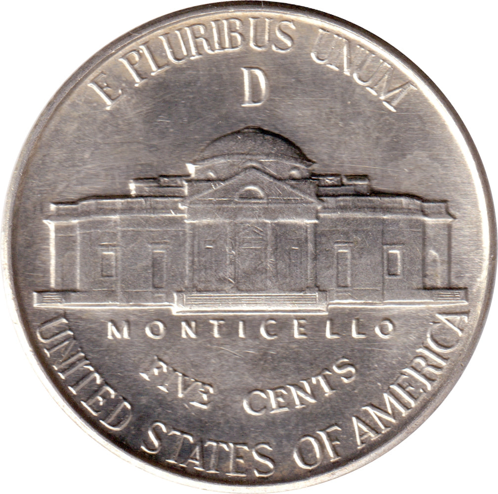 1945 D USA Silver Nickel Brilliant Uncirculated (MS63)