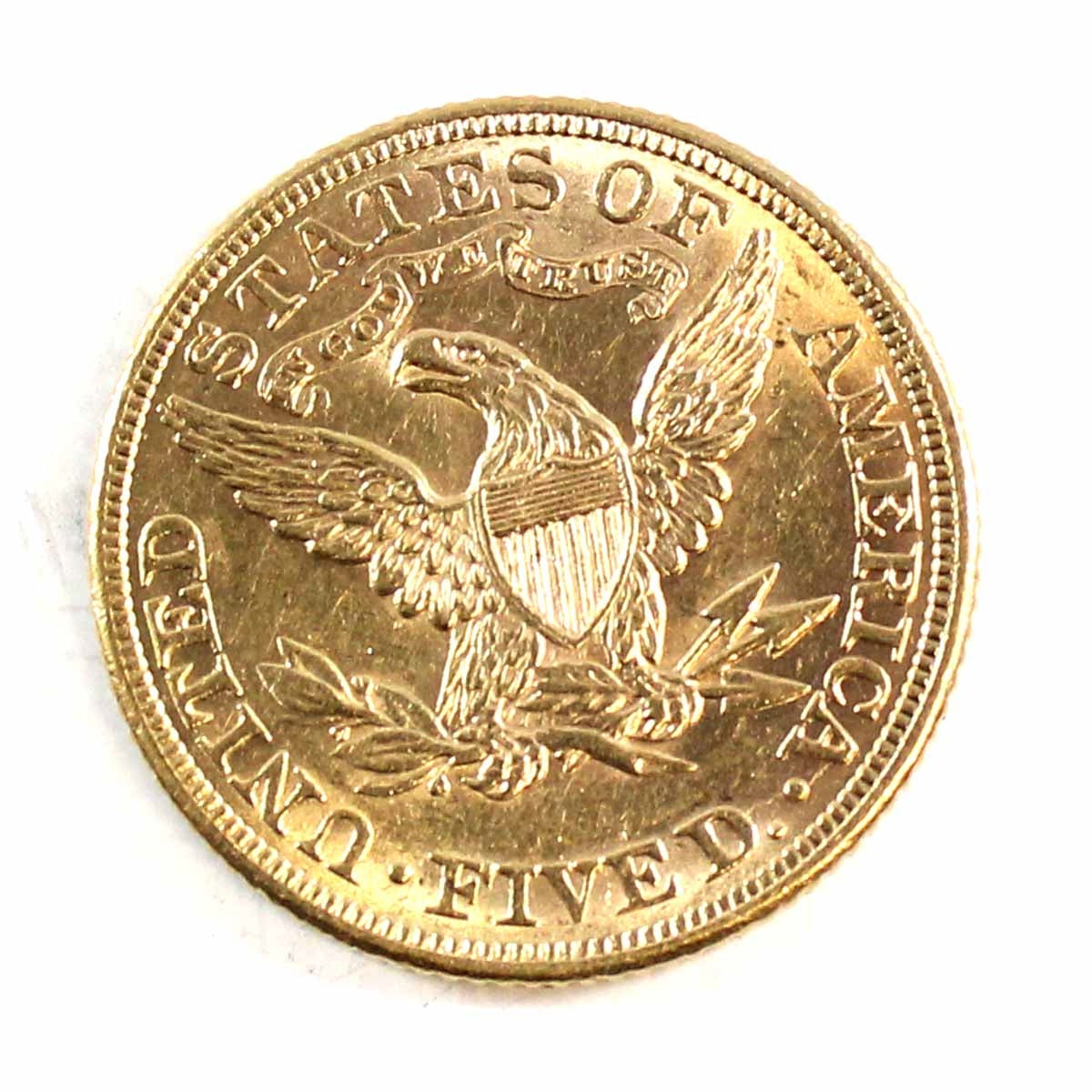 1886 USA $5.00 Gold Almost Uncirculated (AU50) $