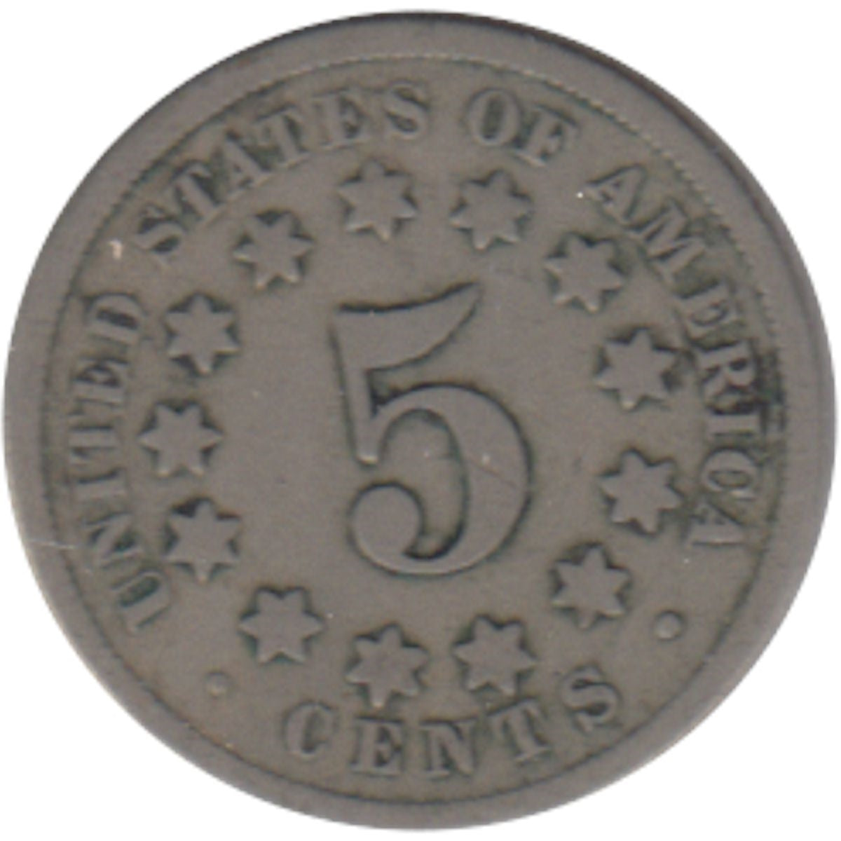 1867 No Rays USA Nickel G-VG (G6)