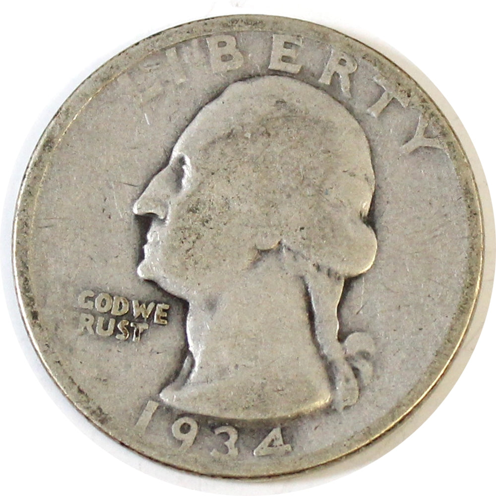 1934 D Heavy Motto USA Quarter About Good (AG-3)