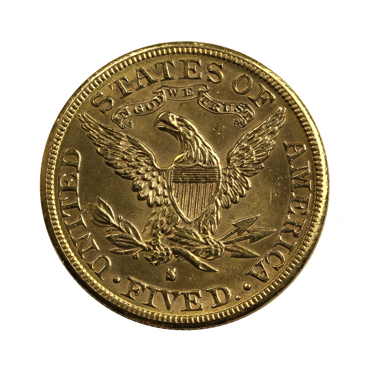 1886 S USA $5 Gold Half Eagle UNC+ (MS62)