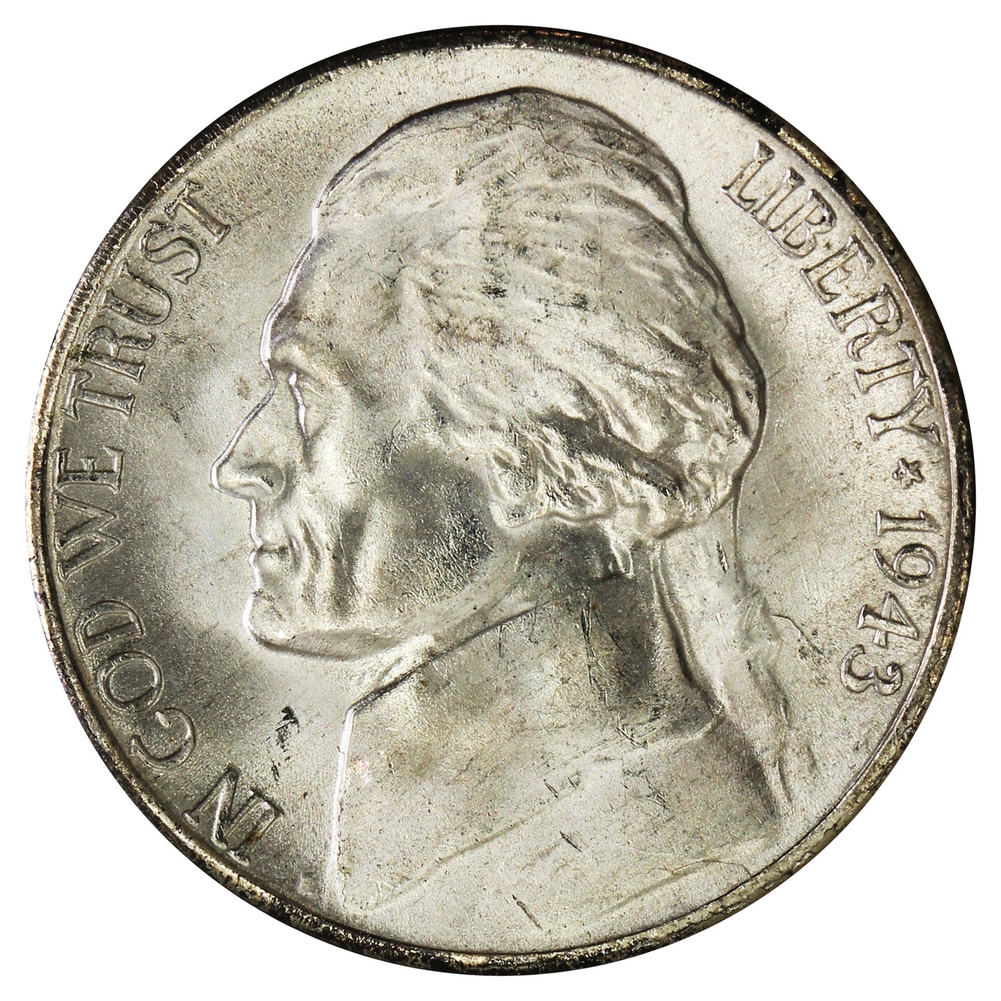 1943 S USA Silver Nickel Brilliant Uncirculated (MS63)