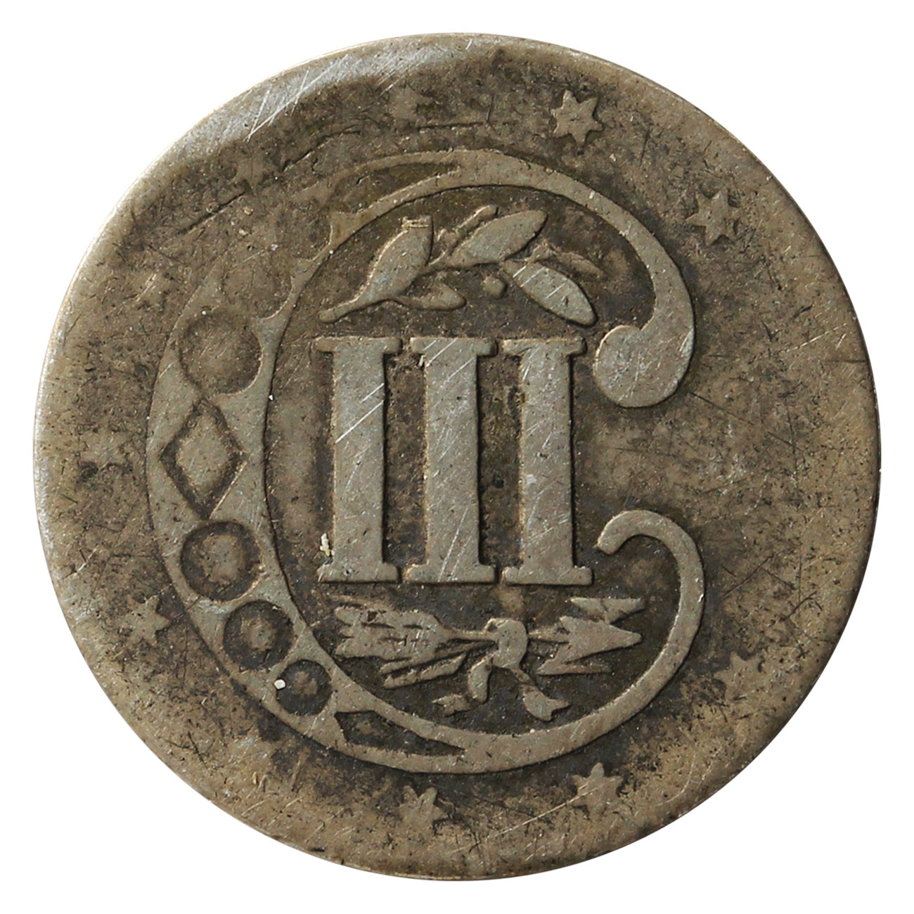 1857 USA 3 Cents F-VF (F15) $