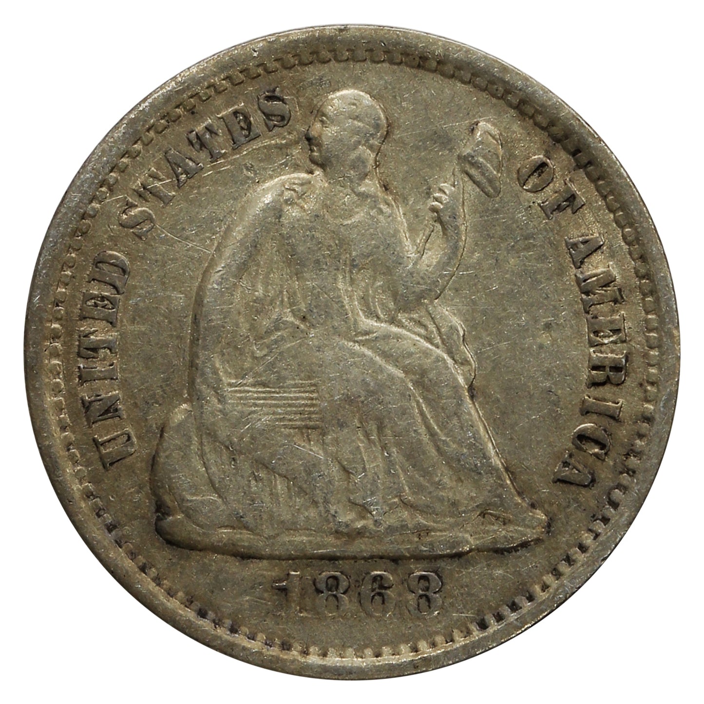 1868 S USA Half Dime VG-F (VG-10) $