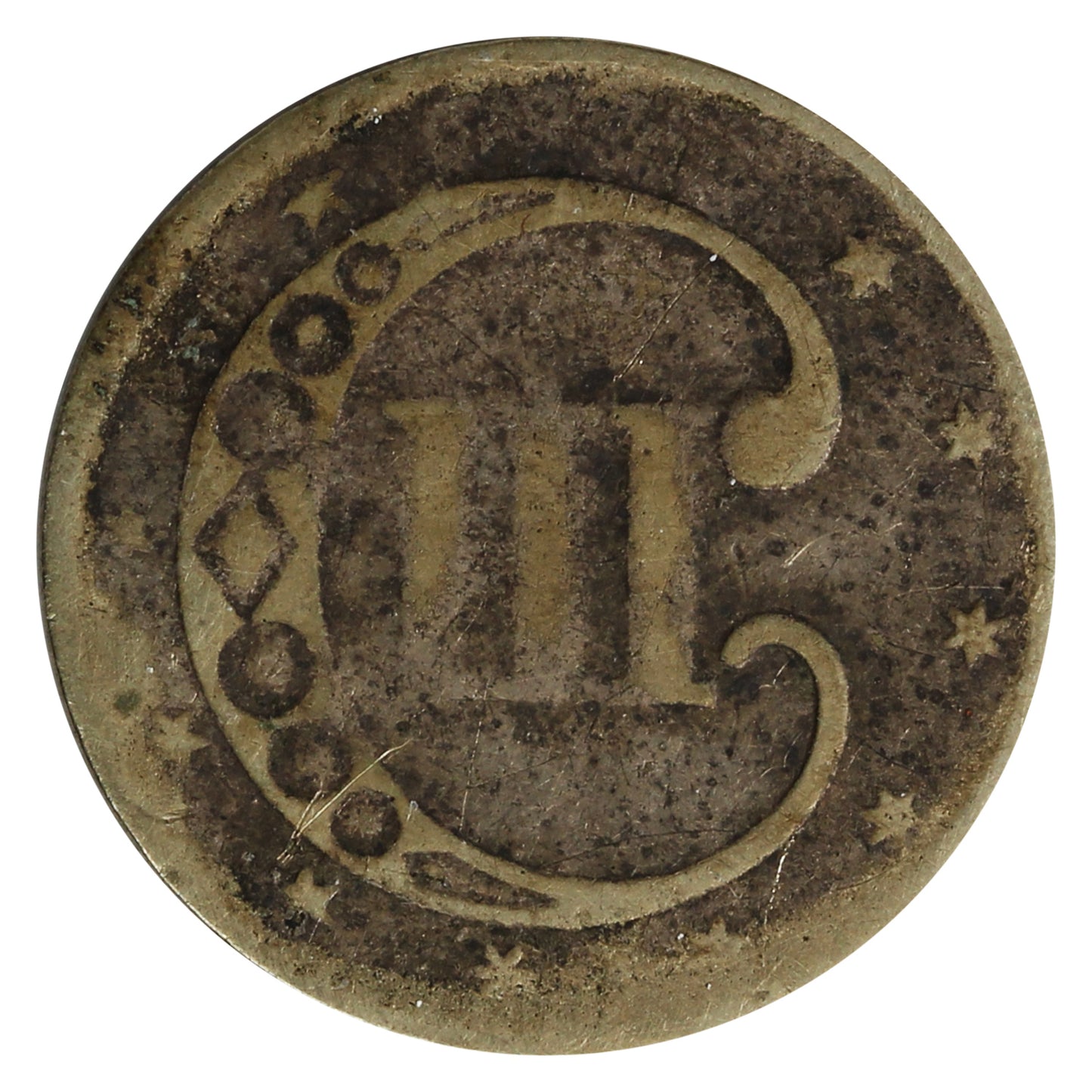 1853 Silver USA 3 Cents About Good (AG3)