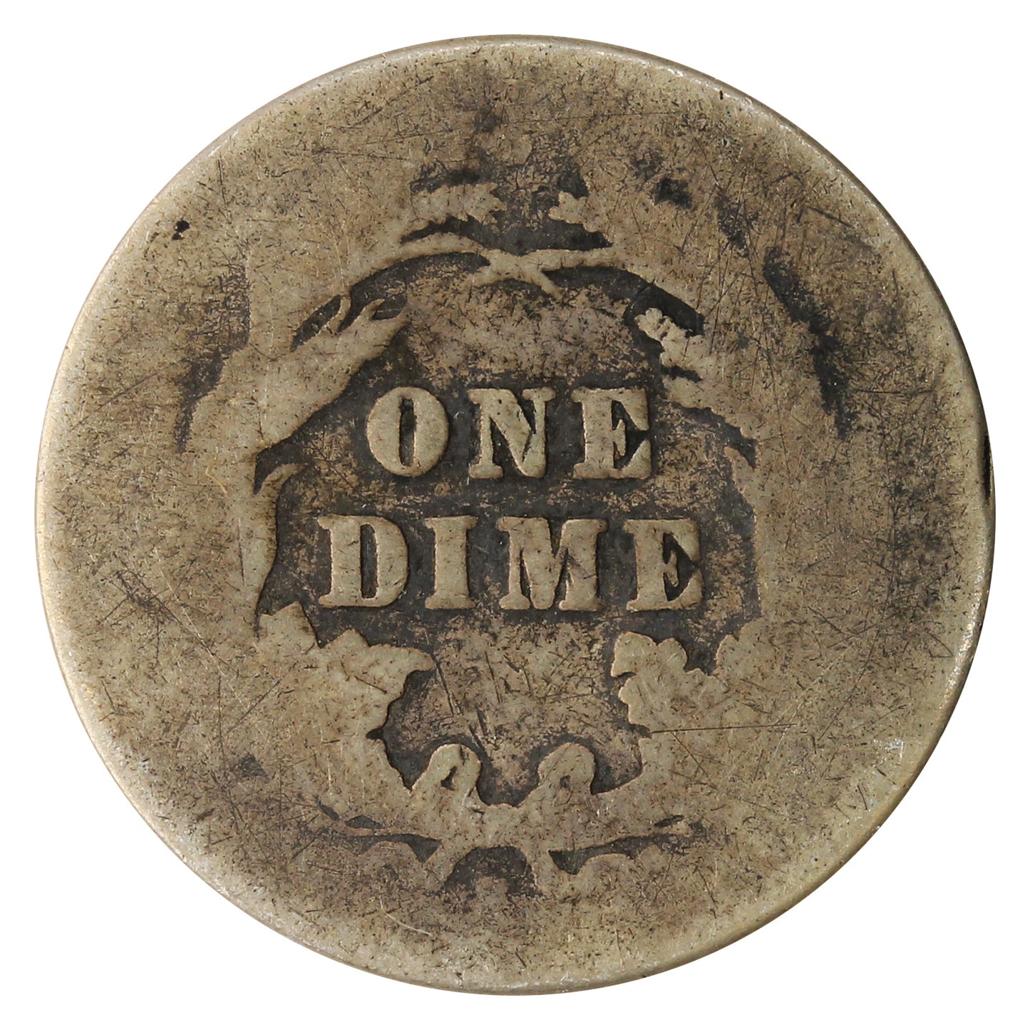 1877 S USA Dime About Good (AG3)
