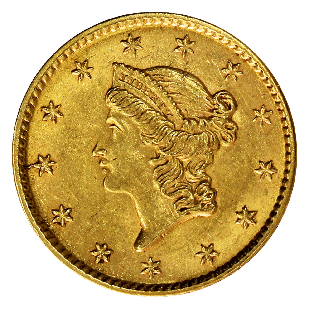 1853 USA Gold Dollar Almost Uncirculated (AU50)