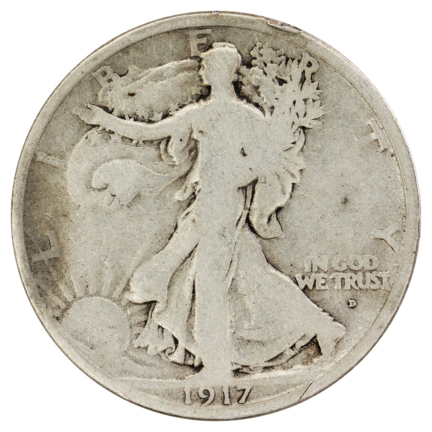1917 D Obverse Mintmark USA Half Dollar G-VG (G6) $