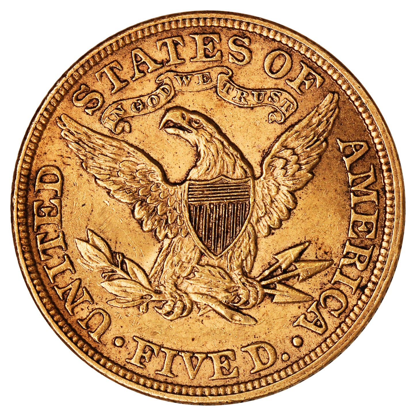 1900 USA $5 Gold Half Eagle UNC+ (MS62)