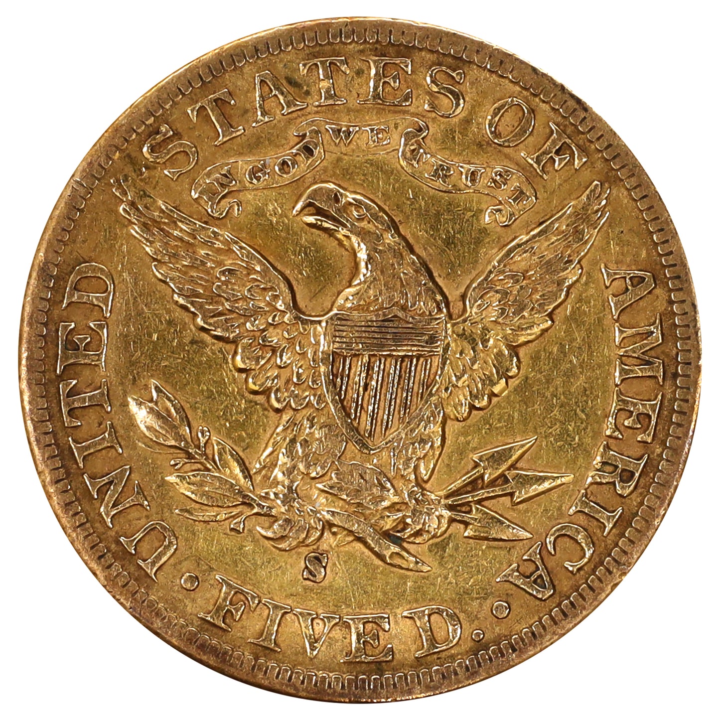 1886 S USA $5.00 Gold Half Eagle Extra Fine (EF40)