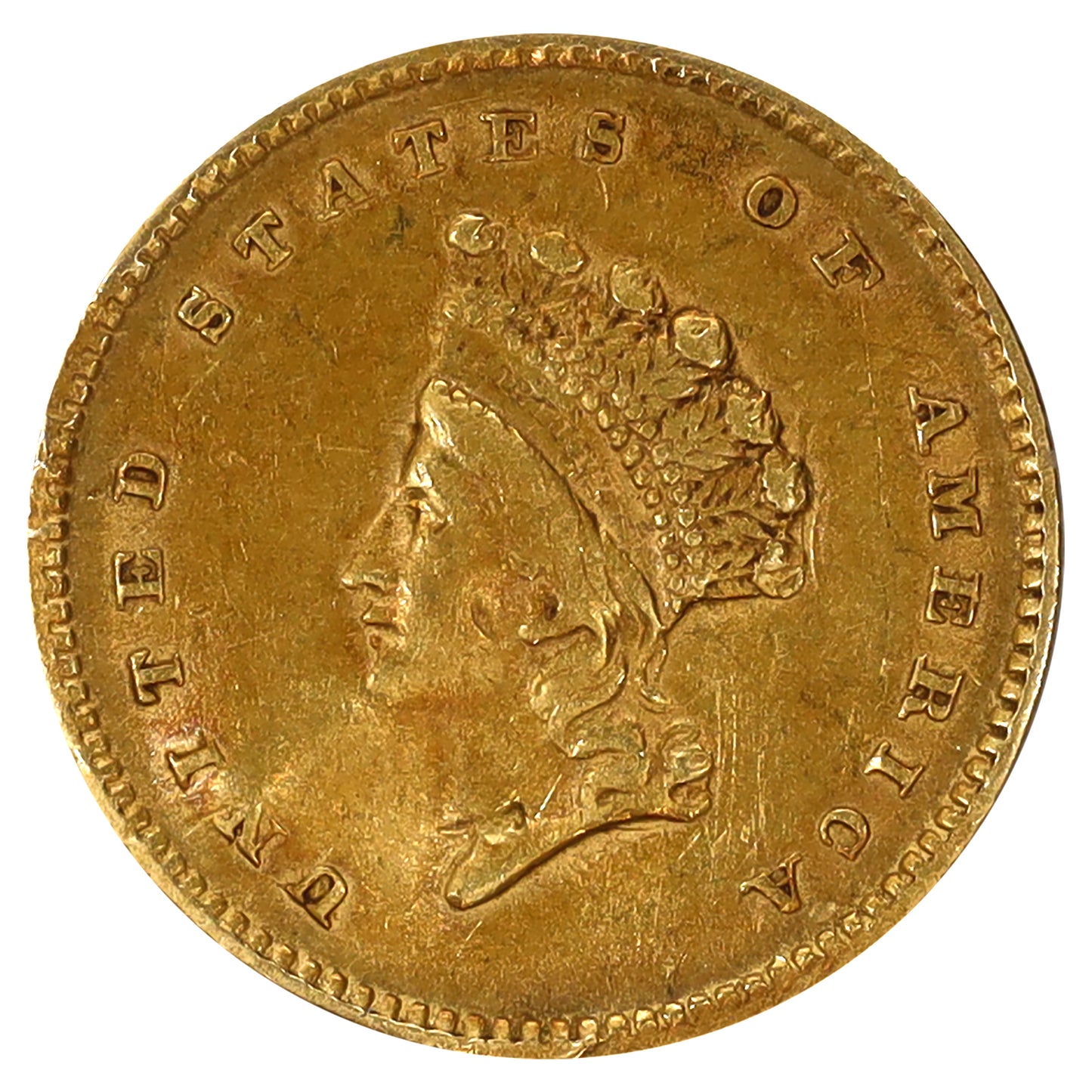 1854 Indian Head USA Gold Dollar EF-AU (EF45) impaired
