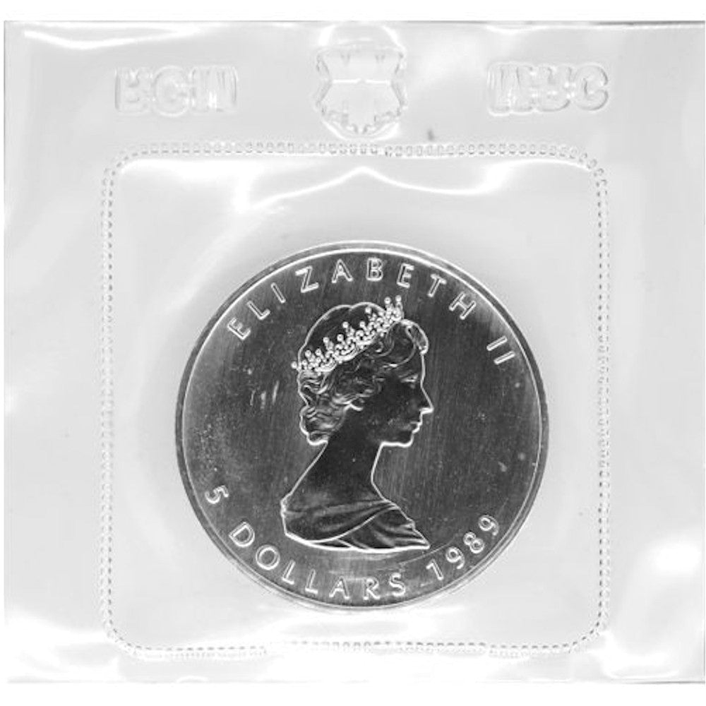 1989 Canada $5 1oz Silver Maple Leaf SEALED (No Tax) Lightly Toned