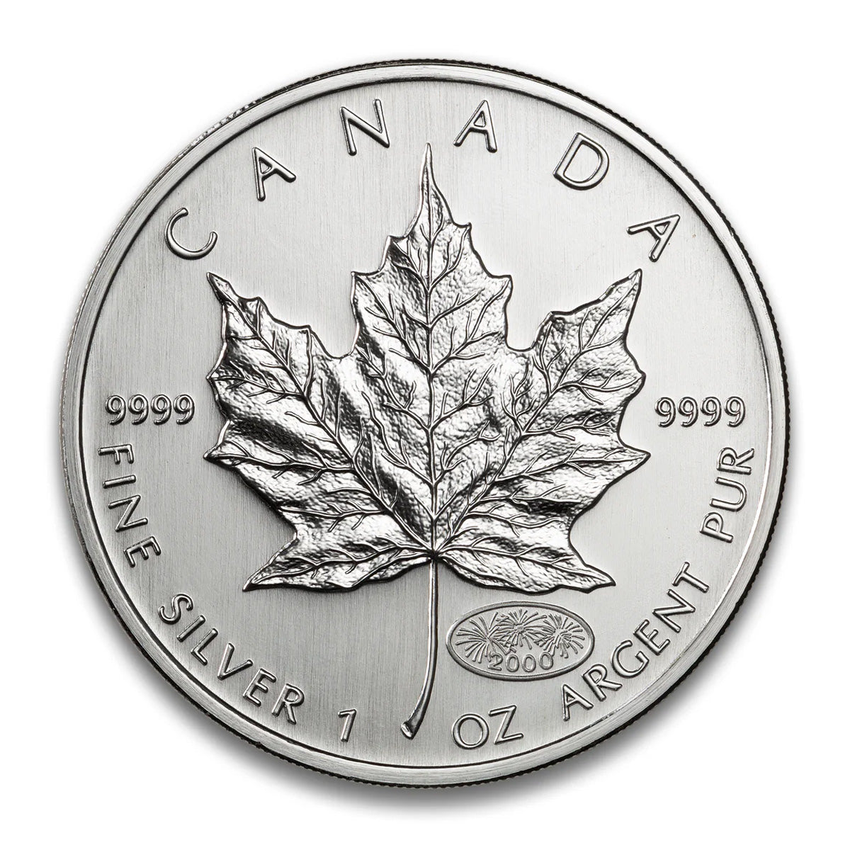 2000 Canada $5 Fireworks Privy 1oz. Silver Maple Leaf SEALED (No Tax) Lightly Toned
