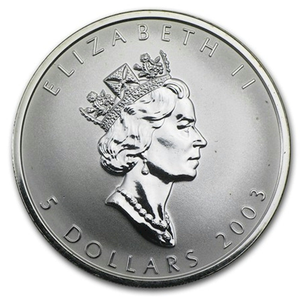 2003 Canada $5 Sheep Privy 1oz Silver Maple Leaf (TAX Exempt) Lightly Toned