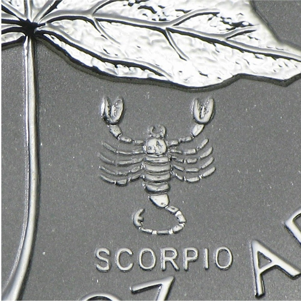 2004 Canada Scorpio Privy Mark 1oz. Silver Maple Leaf (TAX Exempt) Lightly Toned